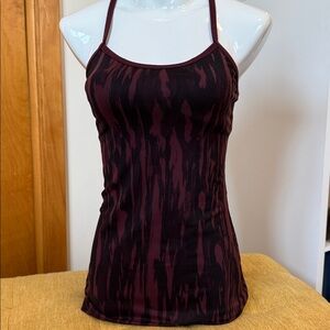 Lululemon Power Y Tank – Printed Bordeaux / Black – Size 4